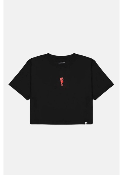 Denizatı Lightweight Crop T-Shirt - Siyah