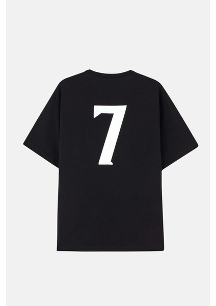 Number 7 Oversize T-Shirt - Siyah