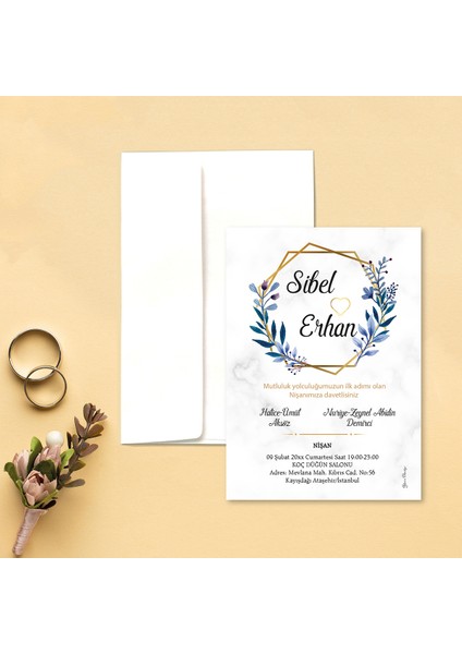 Otuz9 Beyaz Zarflı Davetiye Düğün - Nişan - Kına - Nikah (100 Adet)