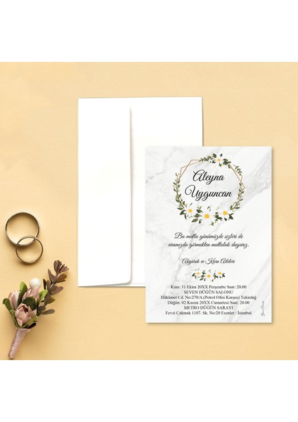 Otuz9 Beyaz Zarflı Davetiye Düğün - Nişan - Kına - Nikah (100 Adet)