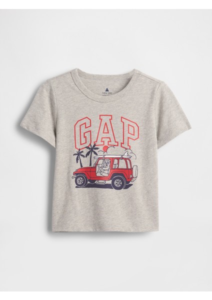 Erkek Bebek Açık Kahverengi Grafik Baskılı T-Shirt