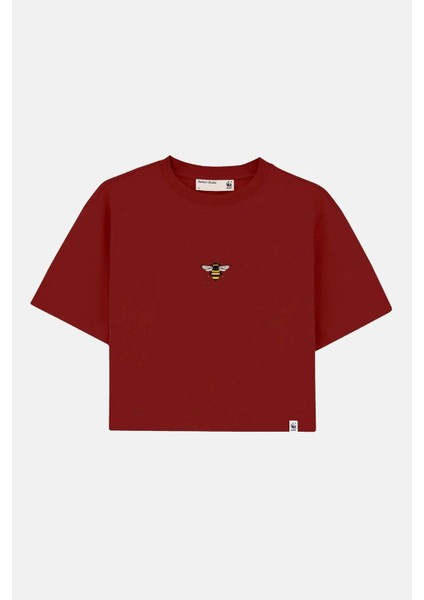 Arı Lightweight Crop T-Shirt - Bordo
