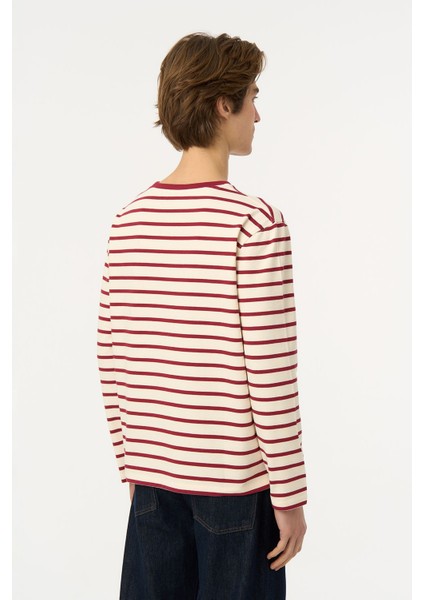 Panda Heavy-Weight Çizgili Uzun Kollu T-Shirt - Kırmızı/ekru fırsatları