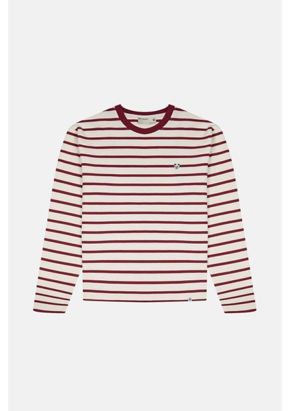 Panda Heavy-Weight Çizgili Uzun Kollu T-Shirt - Kırmızı/ekru indirimleri