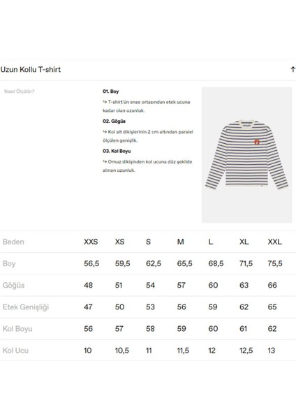 Panda Heavy-Weight Çizgili Uzun Kollu T-Shirt - Kırmızı/ekru