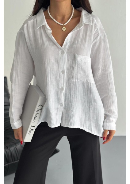 Oversize Müslin Kumaş Rahat Gömlek