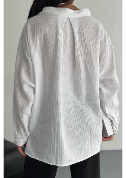 Oversize Müslin Kumaş Rahat Gömlek