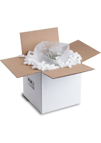 35X35X35 cm Çift Oluklu A-Box Taşıma Kolisi 10 Adet - Beyaz