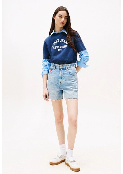 Kadın Varsity Logolu Relaxed Fit T-Shirt - Lacivert fiyatları