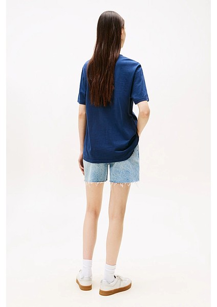 Kadın Varsity Logolu Relaxed Fit T-Shirt - Lacivert modelleri