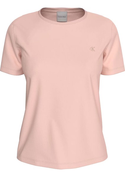 Kadın Ss Monogram Crew T-Shirt - Pudra