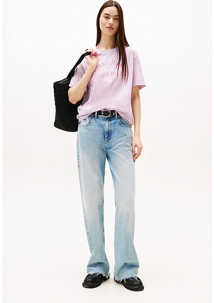 Kadın Varsity Logolu Relaxed Fit T-Shirt - Pembe fiyatları