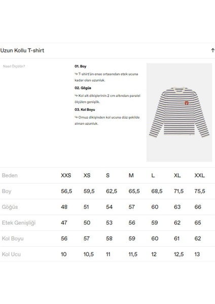 Panda Heavy-Weight Çizgili Uzun Kollu T-Shirt - Mavi/ekru modelleri