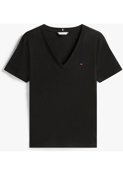 Kadın Slim Cody V-Yaka Kısa Kollu T-Shirt - Siyah fiyatları