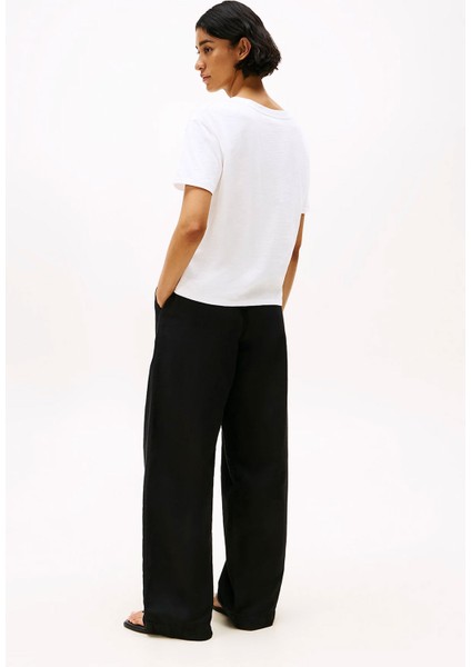 Kadın Crop V Yaka Kısa Kollu T-Shirt - Ekru fırsatları