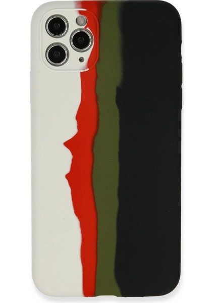 iPhone 11 Pro Kılıf Ebruli Lansman Silikon - Beyaz-Siyah - CRM3450-2001