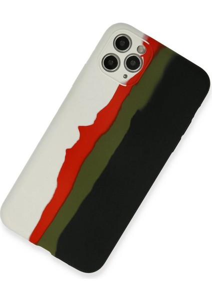 iPhone 11 Pro Kılıf Ebruli Lansman Silikon - Beyaz-Siyah - CRM3450-2001