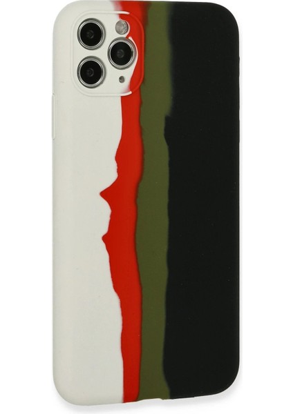 iPhone 11 Pro Kılıf Ebruli Lansman Silikon - Beyaz-Siyah - CRM3450-2001