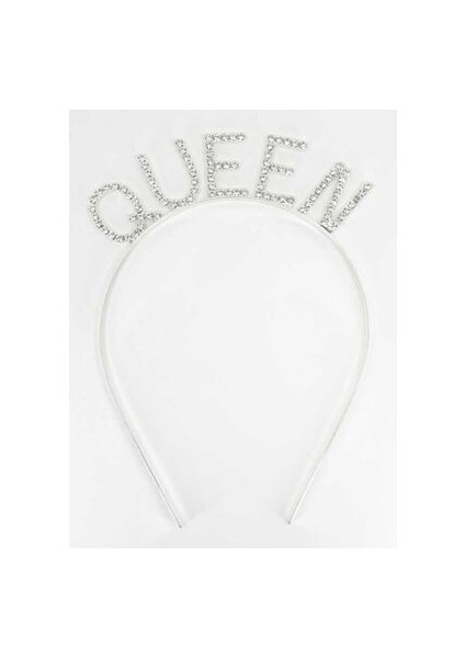 Kristal Taşlı Metal Taç Queen Gümüş