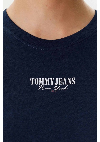 Kadın Slim Fit Logolu T-Shirt - Lacivert fırsatları