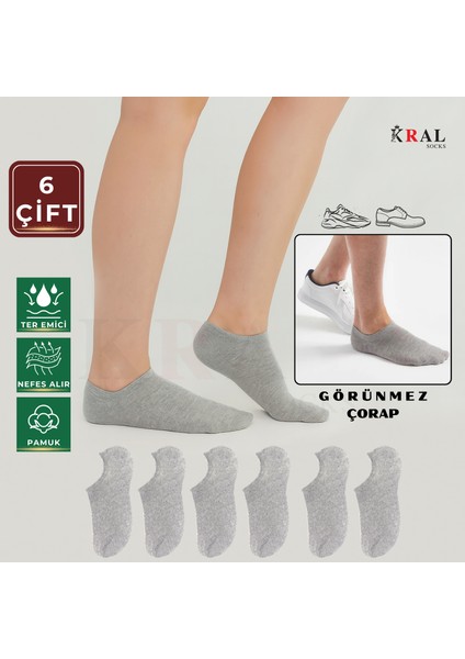 Erkek - Kadın Düz Desen (6 Çift) Snikers Pamuklu Terletmez Çorap