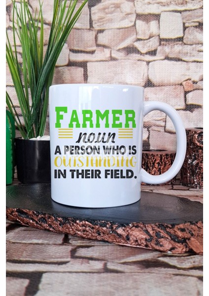 Farmer Noun Outstanding Person Baskılı Çiftçi Hediyelik Baskılı Çay Kahve Sunum Kupa Bardak