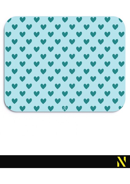 Turkuaz Renkli Kalpli Desenli Ergonomik Mouse Pad - 23 cm x 19 cm - Kaydırmaz Taban Ev ve Ofis Kullanımı için İdeal Fare Altlığı Mousepad