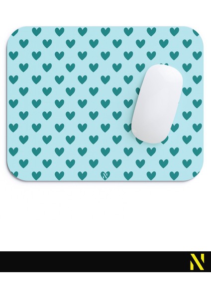 Turkuaz Renkli Kalpli Desenli Ergonomik Mouse Pad - 23 cm x 19 cm - Kaydırmaz Taban Ev ve Ofis Kullanımı için İdeal Fare Altlığı Mousepad fırsatları