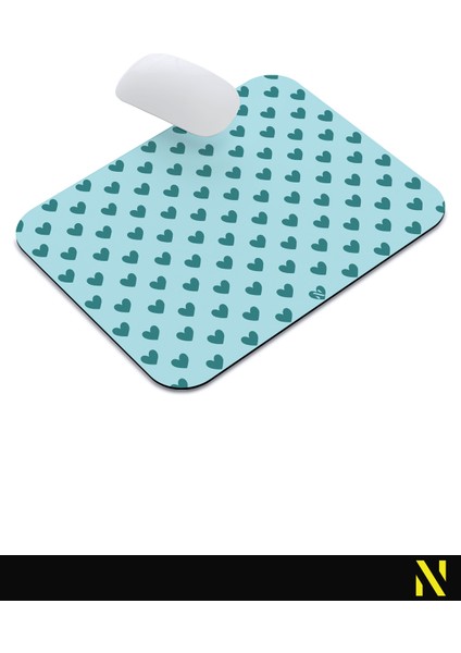 Turkuaz Renkli Kalpli Desenli Ergonomik Mouse Pad - 23 cm x 19 cm - Kaydırmaz Taban Ev ve Ofis Kullanımı için İdeal Fare Altlığı Mousepad indirimleri