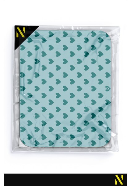 Turkuaz Renkli Kalpli Desenli Ergonomik Mouse Pad - 23 cm x 19 cm - Kaydırmaz Taban Ev ve Ofis Kullanımı için İdeal Fare Altlığı Mousepad