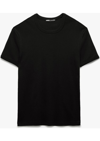 Kısa Kollu Bisiklet Yaka Pamuklu Basic Dar Kalıp Tişört