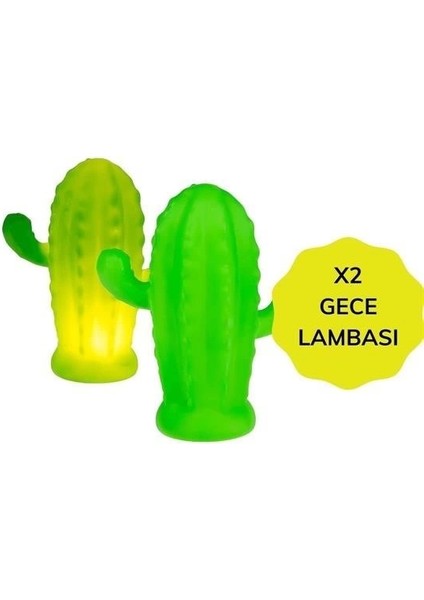 Bfs Pilli Silikon LED Işıklı Sevimli Kaktüs Gece Lambası Aydınlatması
