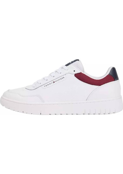 Erkek Renkli Panelli Deri Basketbol Stili Sneaker - Beyaz fiyatları