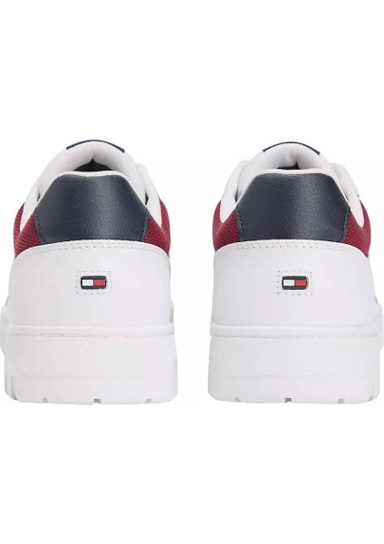 Erkek Renkli Panelli Deri Basketbol Stili Sneaker - Beyaz fırsatları