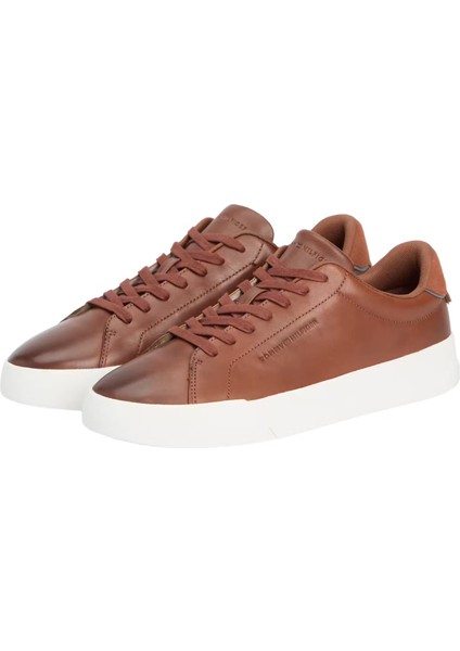 Erkek Süet Detaylı Deri Kort Sneaker - Kahverengi