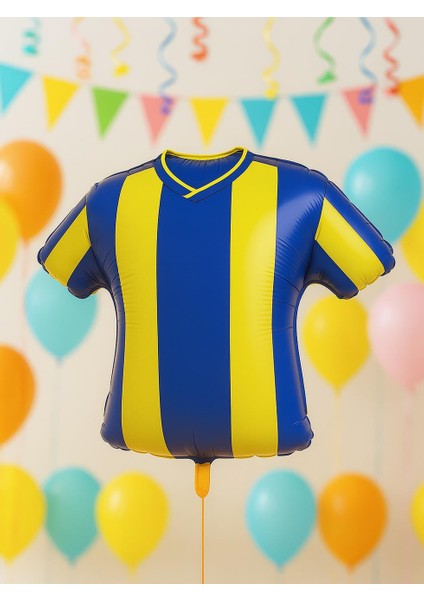 Sarı Lacivert Forma Folyo Balon Taraftar Doğum Günü Parti Balonu 45 cm