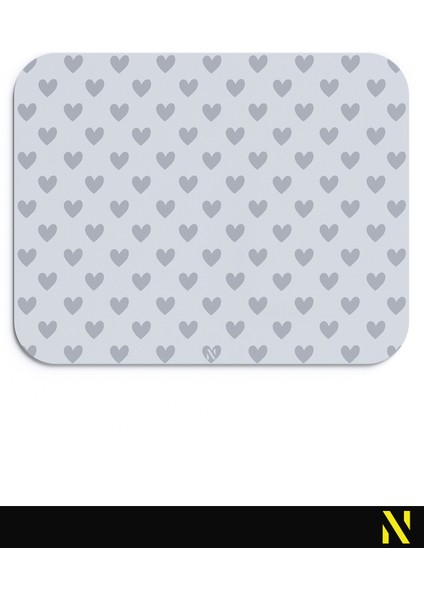 Gri Renkli Kalpli Desenli Ergonomik Mouse Pad - 23 cm x 19 cm - Kaydırmaz Taban Ev ve Ofis Kullanımı Fare Altlığı Mousepad