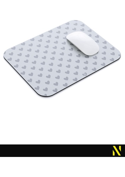 Gri Renkli Kalpli Desenli Ergonomik Mouse Pad - 23 cm x 19 cm - Kaydırmaz Taban Ev ve Ofis Kullanımı Fare Altlığı Mousepad modelleri