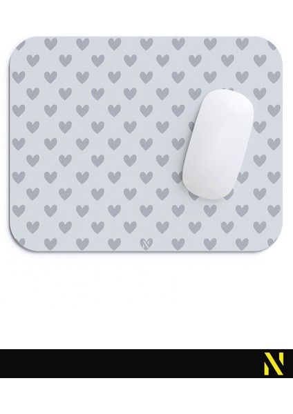 Gri Renkli Kalpli Desenli Ergonomik Mouse Pad - 23 cm x 19 cm - Kaydırmaz Taban Ev ve Ofis Kullanımı Fare Altlığı Mousepad fırsatları