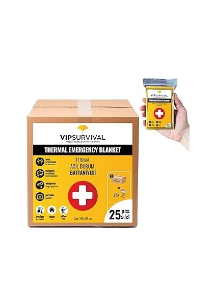 Acil Durumlar Için Termal Battaniye Vücut Isınızı Koruyun 25 Adet