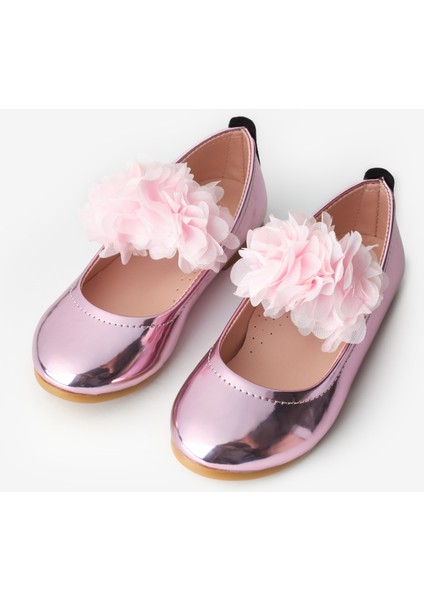 Pembe Tül Çiçekli Kız Çocuk Ayakkabı