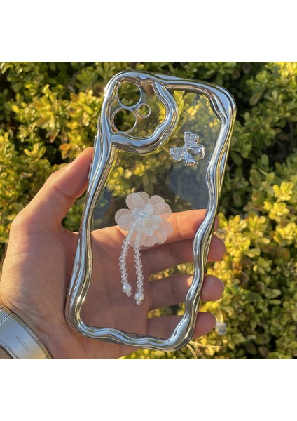 Samsung Galaxy A05 Kılıf Gümüş Taşlı Darbe Önleyici Silikon Kapak