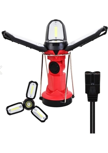 P-8801 Şarjlı Katlanabilir 3xcob Led+ 3w Led Çok Fonksiyonlu Kamp Feneri