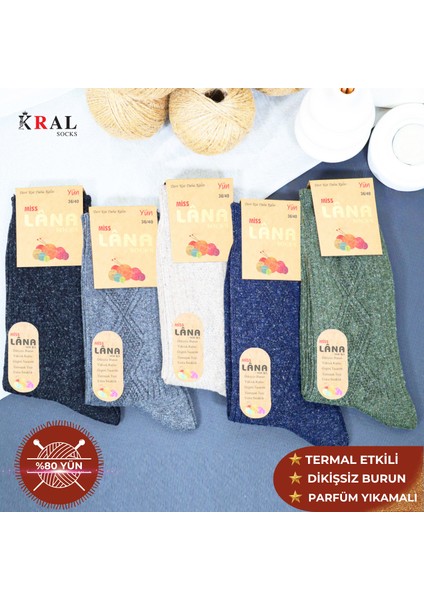 Kral Bayan Çorap 5 Çift Kışlık Yün Çorap Lambswool (Özel Kuzu Yünlü) Kadınlar Için Termal Özellikli fiyatları