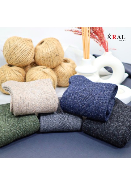 Kral Bayan Çorap 5 Çift Kışlık Yün Çorap Lambswool (Özel Kuzu Yünlü) Kadınlar Için Termal Özellikli modelleri