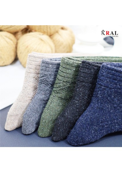 Kral Bayan Çorap 5 Çift Kışlık Yün Çorap Lambswool (Özel Kuzu Yünlü) Kadınlar Için Termal Özellikli fırsatları