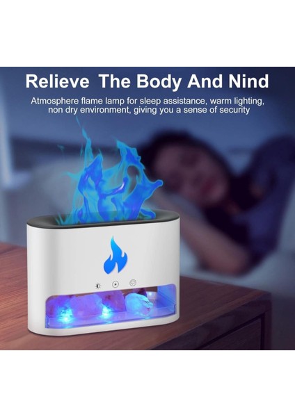 Aroma Difüzör, Alev Efektli Nemlendirici, Tuz Taş Camdan Yapılmış Renkli Ruh Hali Lambası-Çok Renkli(Siyah) fiyatları