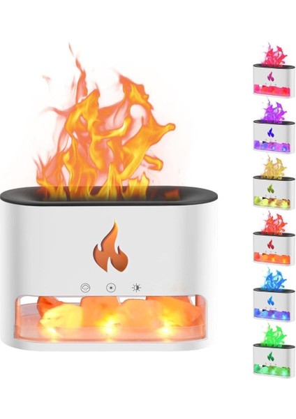 Aroma Difüzör, Alev Efektli Nemlendirici, Tuz Taş Camdan Yapılmış Renkli Ruh Hali Lambası-Çok Renkli(Siyah) modelleri