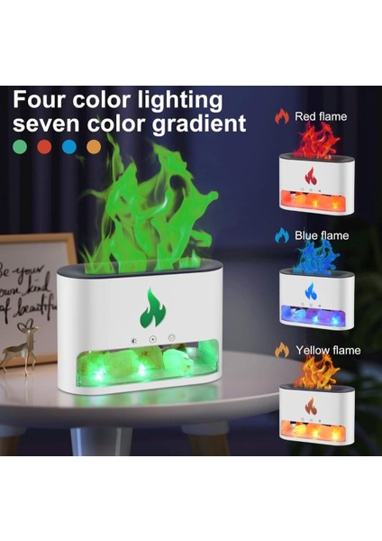 Aroma Difüzör, Alev Efektli Nemlendirici, Tuz Taş Camdan Yapılmış Renkli Ruh Hali Lambası-Çok Renkli(Siyah) fırsatları