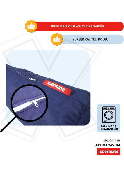 Sarılma Yastığı , Uyku Yastığı , Bacak Arası Yastığı Silindir 150 x 20 cm Lacivert fırsatları